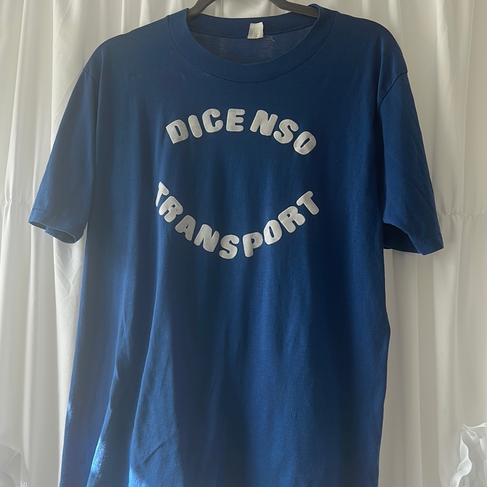 Vintage Blue Graphic “Dicenso Transport” Tee